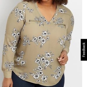 Maurices Floral Zipper Shirt Plus Size 1x